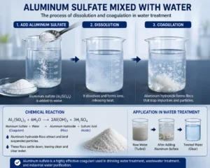 Aluminum sulfate mixed with water