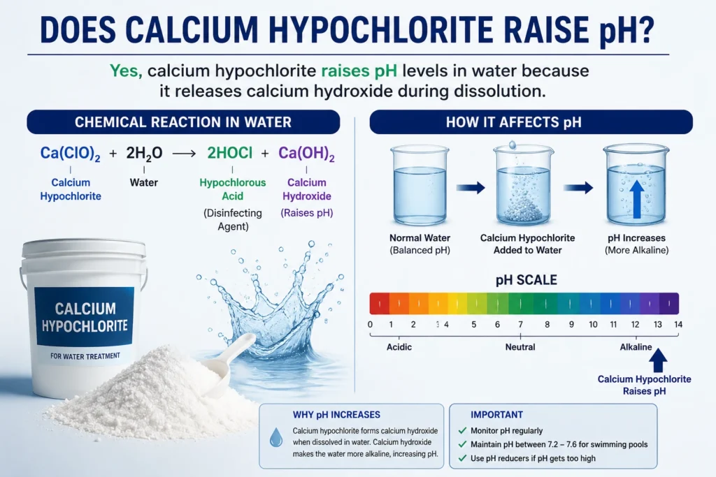 Calcium hypochlorite raising pH in water